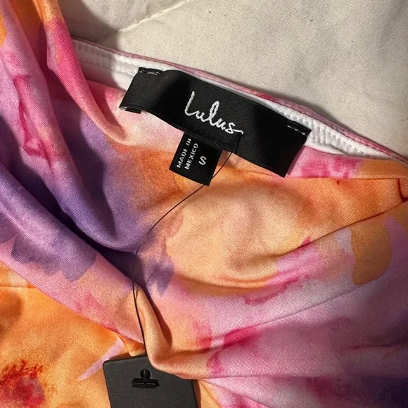 Lulu's Pink and Orange Floral Dress Size S - Picture 4 of 5